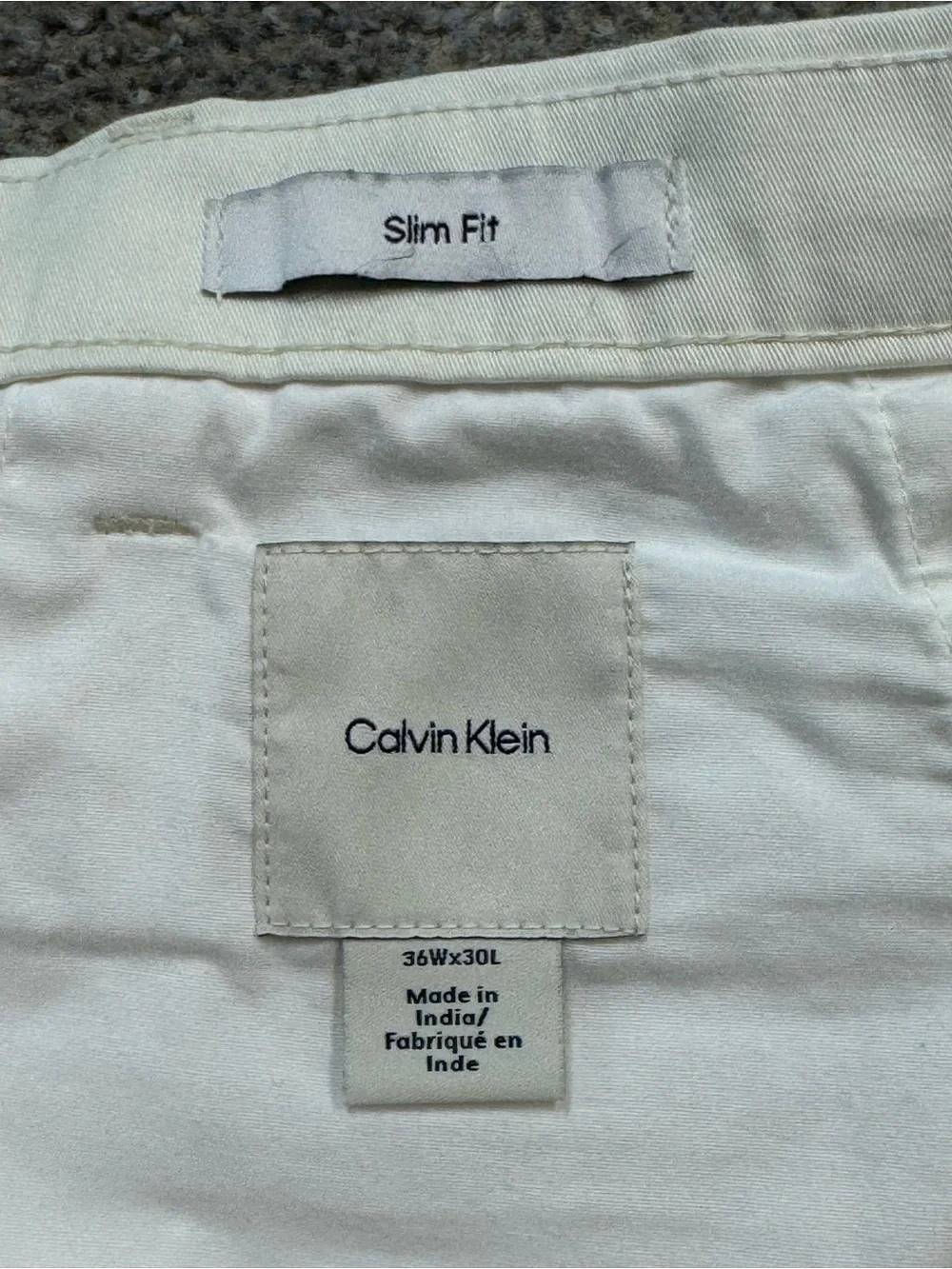 Calvin Klein Men's Off-White Straight Chino Pants